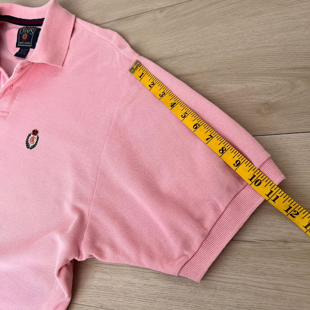 Vintage 90s Chaps Ralph Lauren 100% Cotton USA Made Pink Polo Shirt Size Medium - Picture 15 of 15